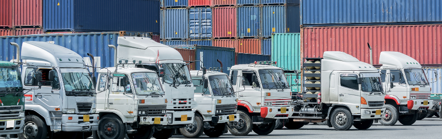 trucks and shipping containers distribution