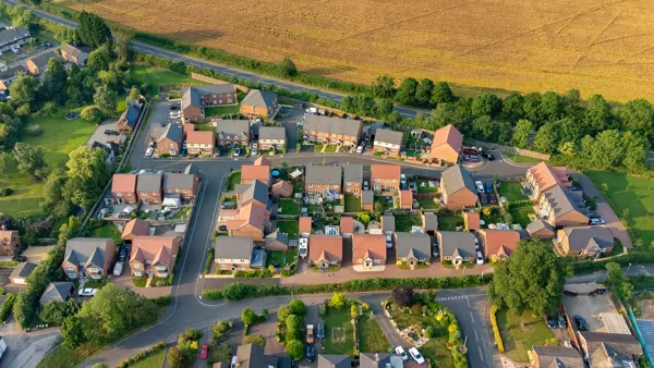 A bird's eye view of a group of houses A bird's eye view of a group of houses